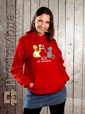 Женская толстовка Бендер пьет с Гомером