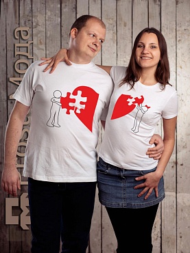 Парные футболки Сердце с пазлом