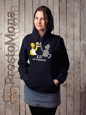 Женская толстовка Бендер пьет с Гомером