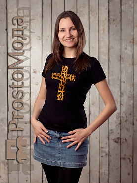 Женская футболка с леопардовым крестом