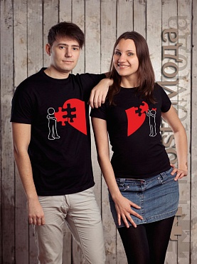 Парные футболки Сердце с пазлом
